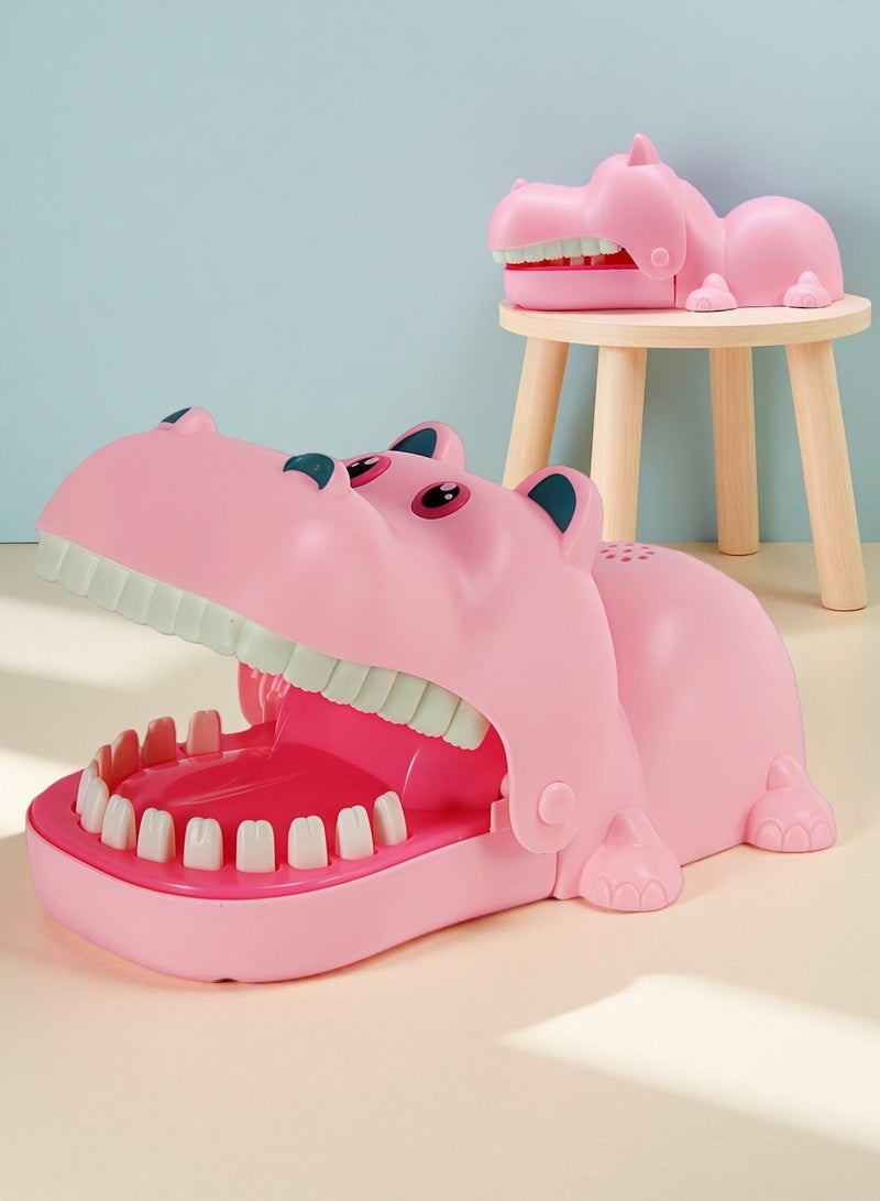 EASY FUTURE Tabletop Board Game with LED Light and Sound Hippo Teeth Toys Game for Kids Family Entertainment Game Hippo Biting Finger Games Funny Toys Dentist Practical Joke Toys for Party Gift NO.2104 - Image 1